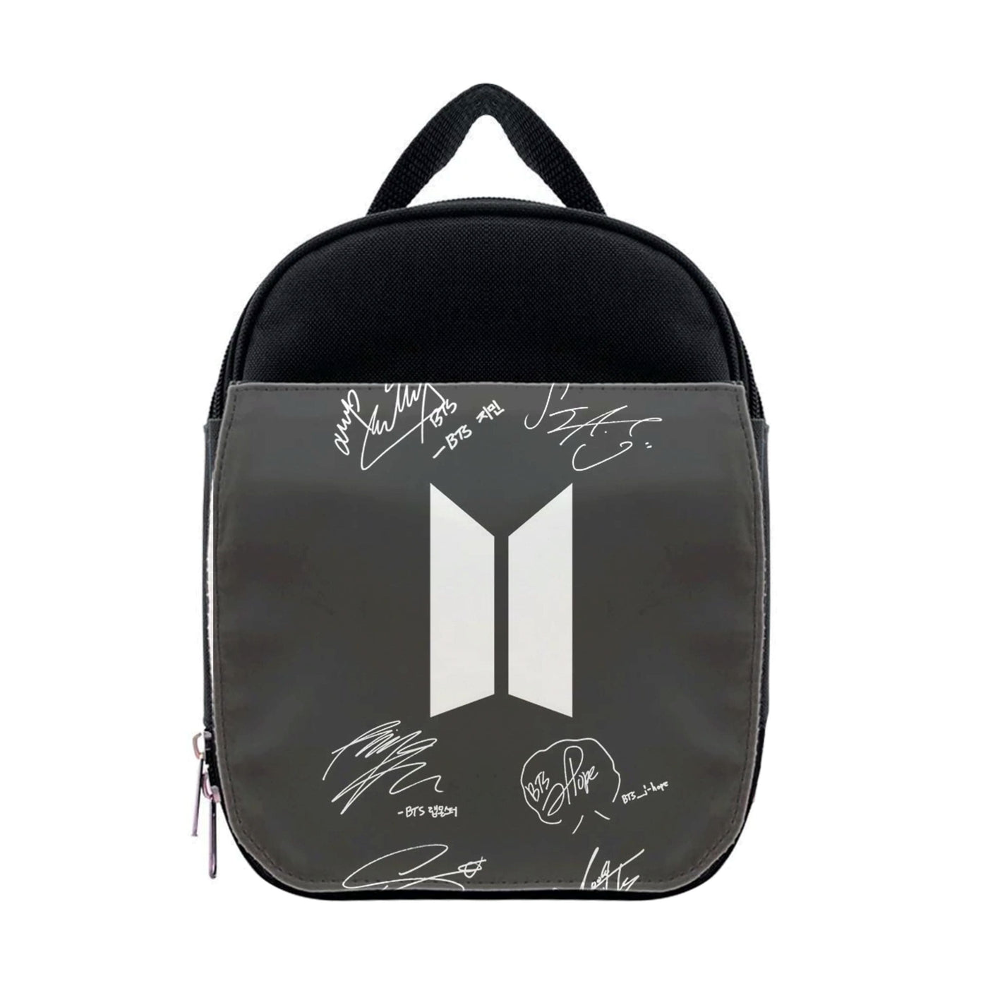 Black BTS Logo and Signatures Lunchbox