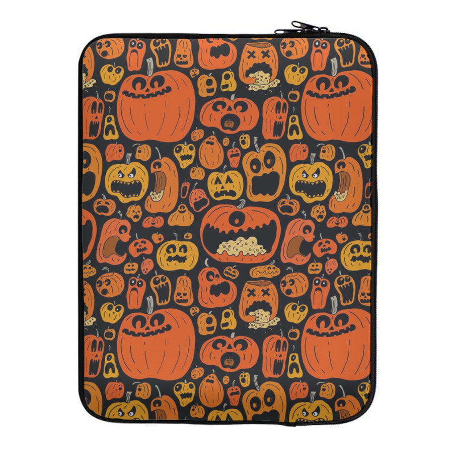 Scary Pumpkin Halloween Pattern Laptop Sleeve