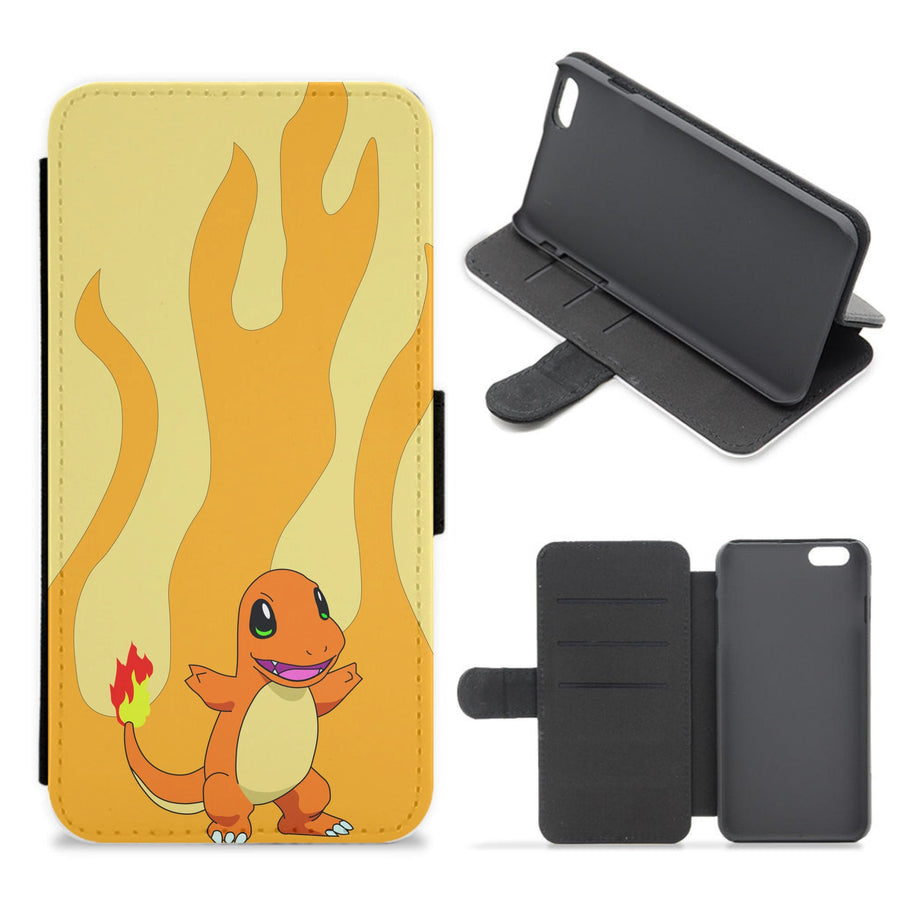 Charmander fire background - Pokemon Flip / Wallet Phone Case