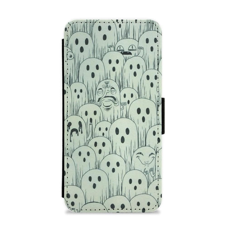 Droopy Ghost Pattern Flip Wallet Phone Case