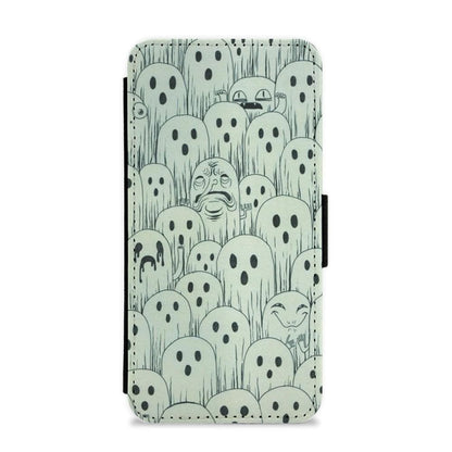 Droopy Ghost Pattern Flip Wallet Phone Case