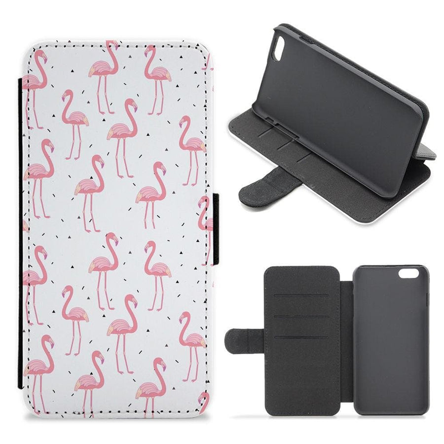 Pink Flamingo Pattern Flip / Wallet Phone Case - Fun Cases