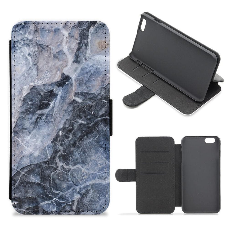 Grey and White Marble Flip / Wallet Phone Case - Fun Cases