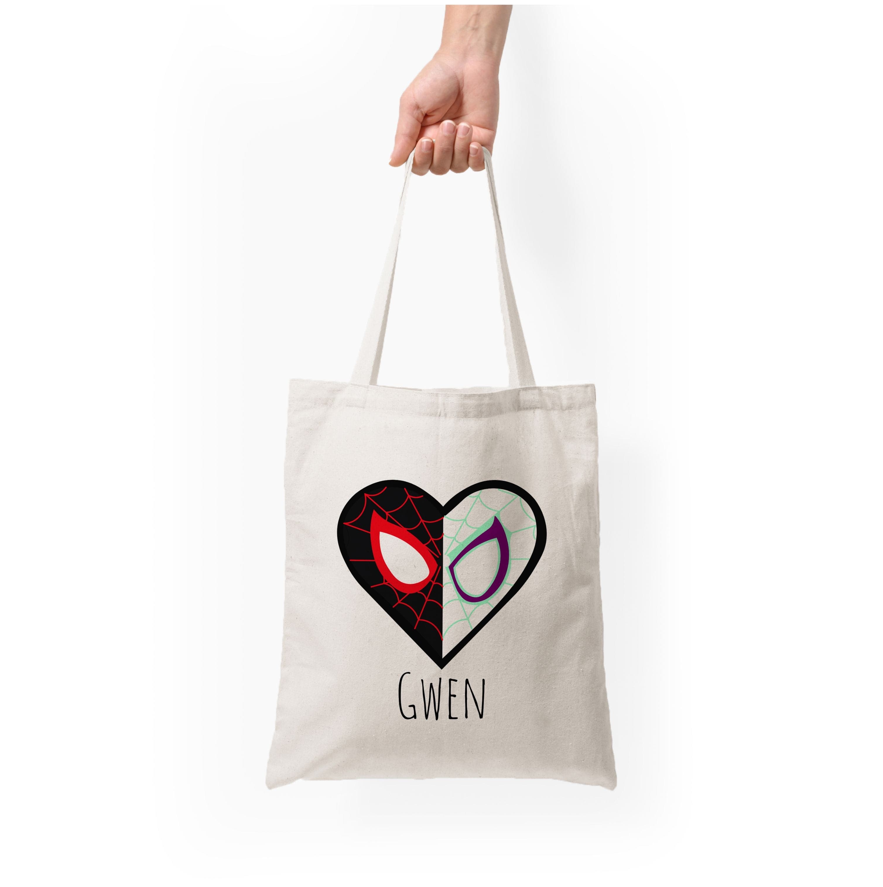 Gwen And SpiderMan - Personalised Superhero Comic Tote Bag