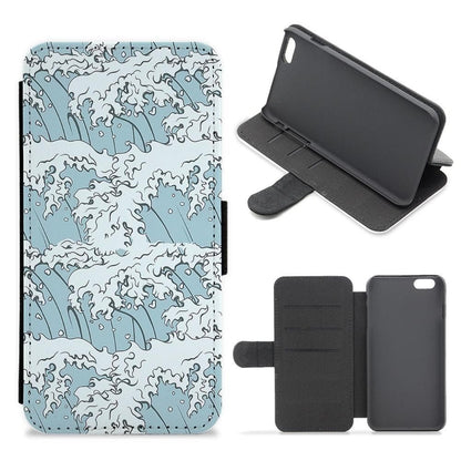 Japanese Waves Flip Wallet Phone Case - Fun Cases