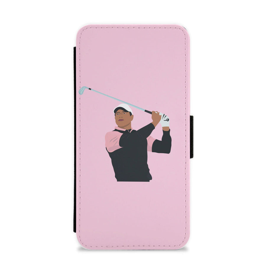 Tiger hitting a iron - Golf Flip / Wallet Phone Case