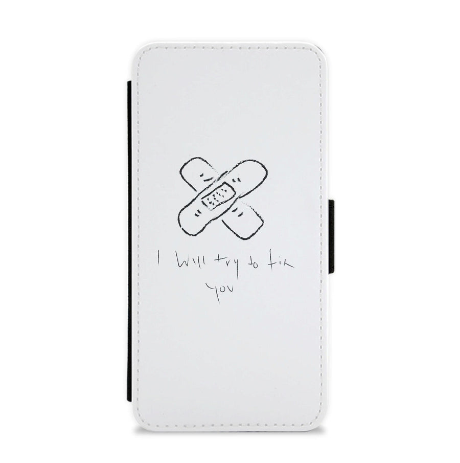 I Will Try To Fix You - White Coldplay Flip / Wallet Phone Case