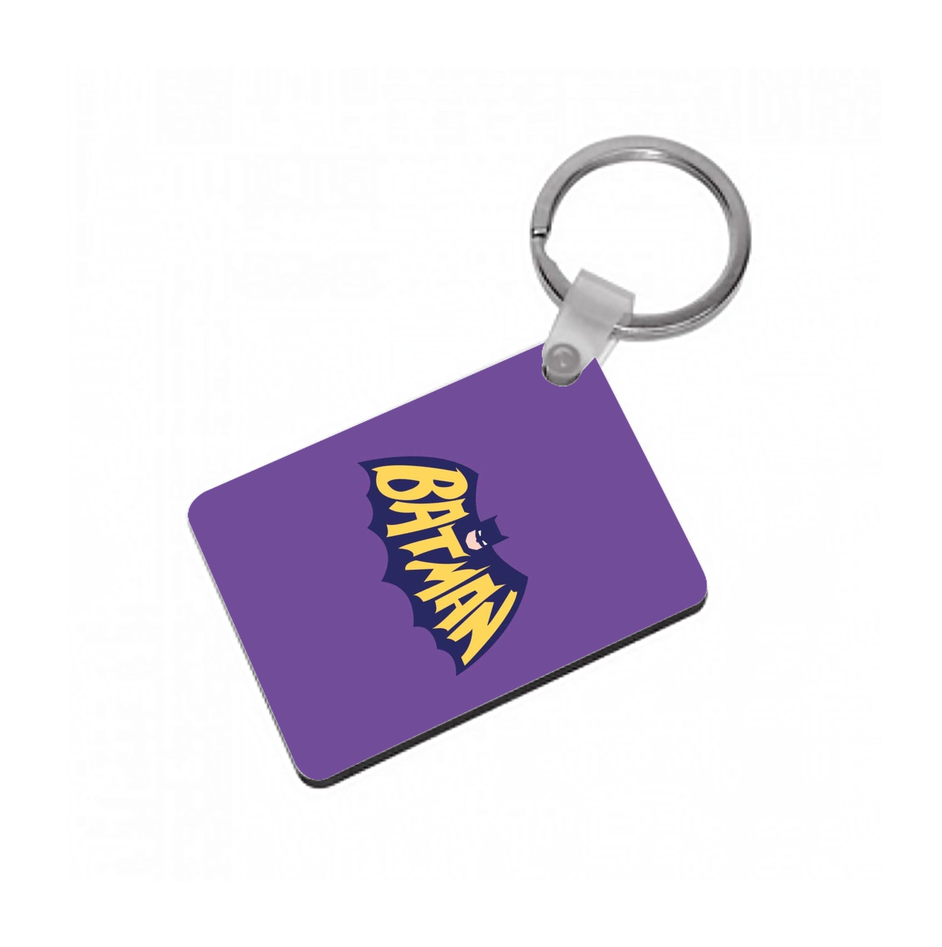 Bat Superhero Purple Logo Keyring