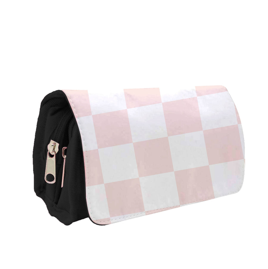 Pink And White Checkers Pencil Case