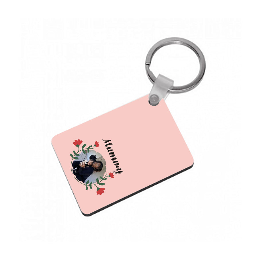 Mummy Red Flowers - Personalised Mother's Day Keyring
