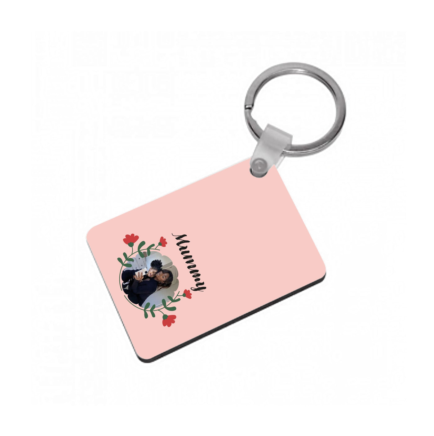 Mummy Red Flowers - Personalised Mother's Day Keyring