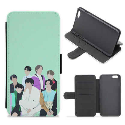 Blue K-Pop Band Members Flip / Wallet Phone Case