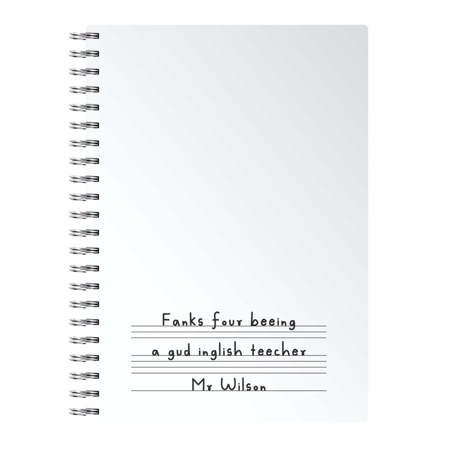 English Teacher - Personalised Teachers Gift Notebook