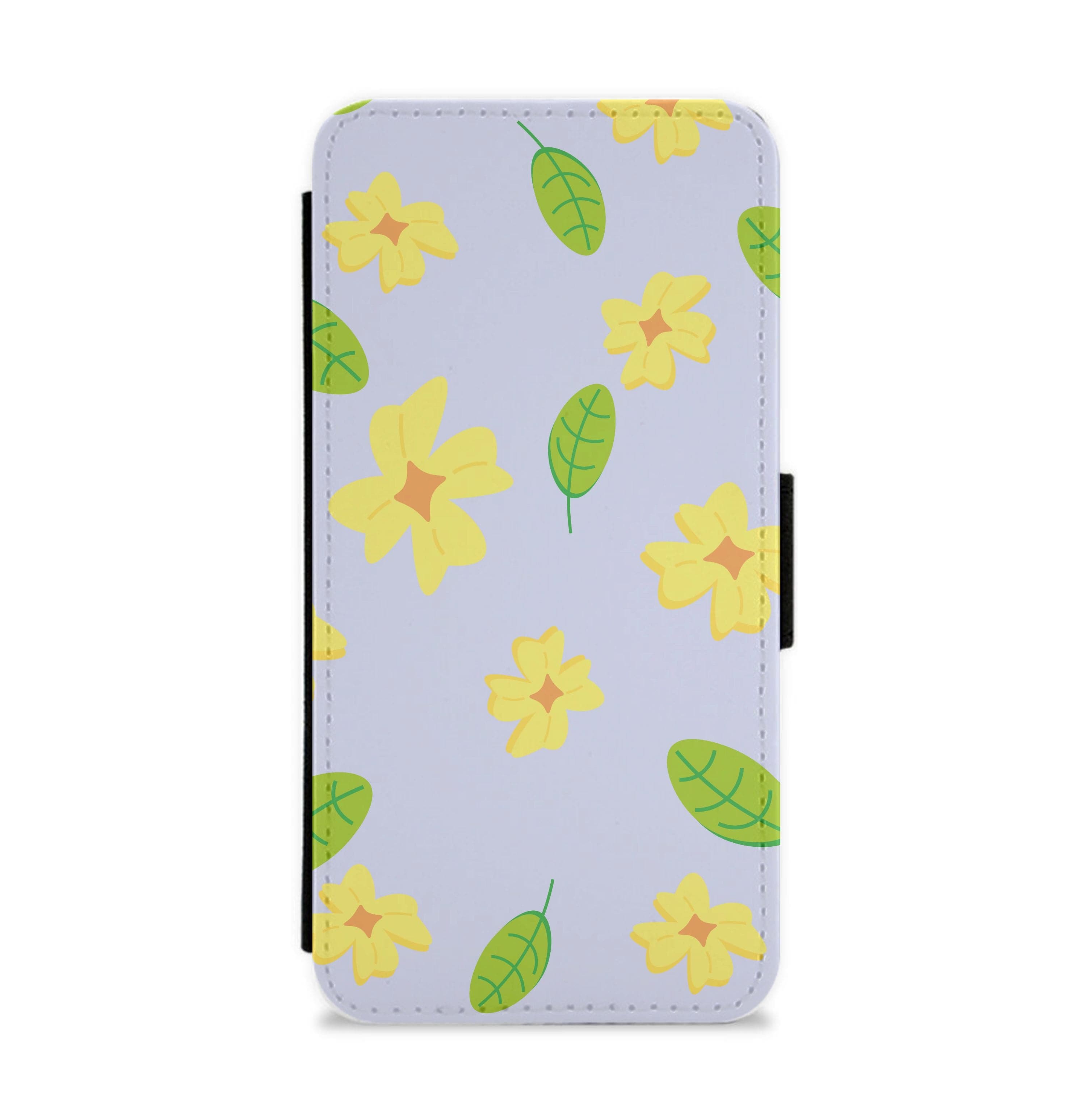 Yellow And Green Pattern - Floral Flip / Wallet Phone Case