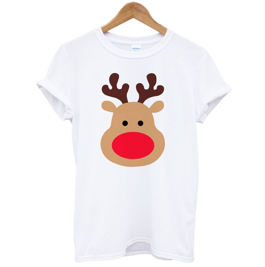 Rudolph Face - Christmas T-Shirt