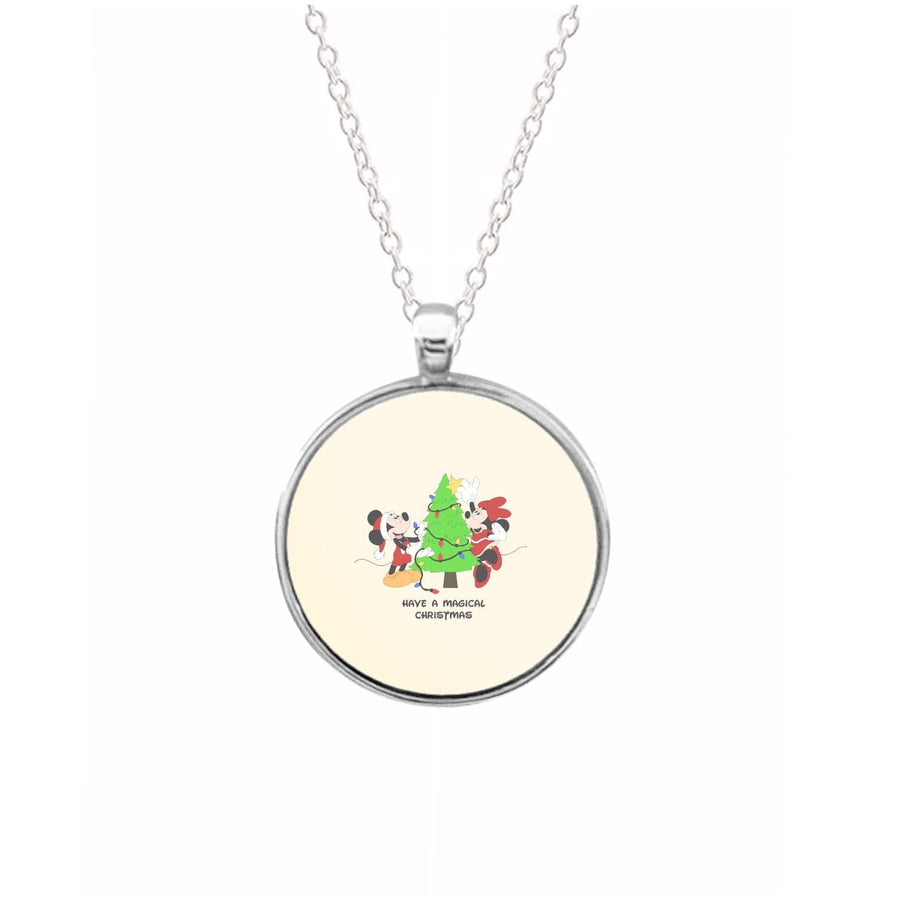 Festive Mickey And Minnie Mouse - Christmas  Necklace