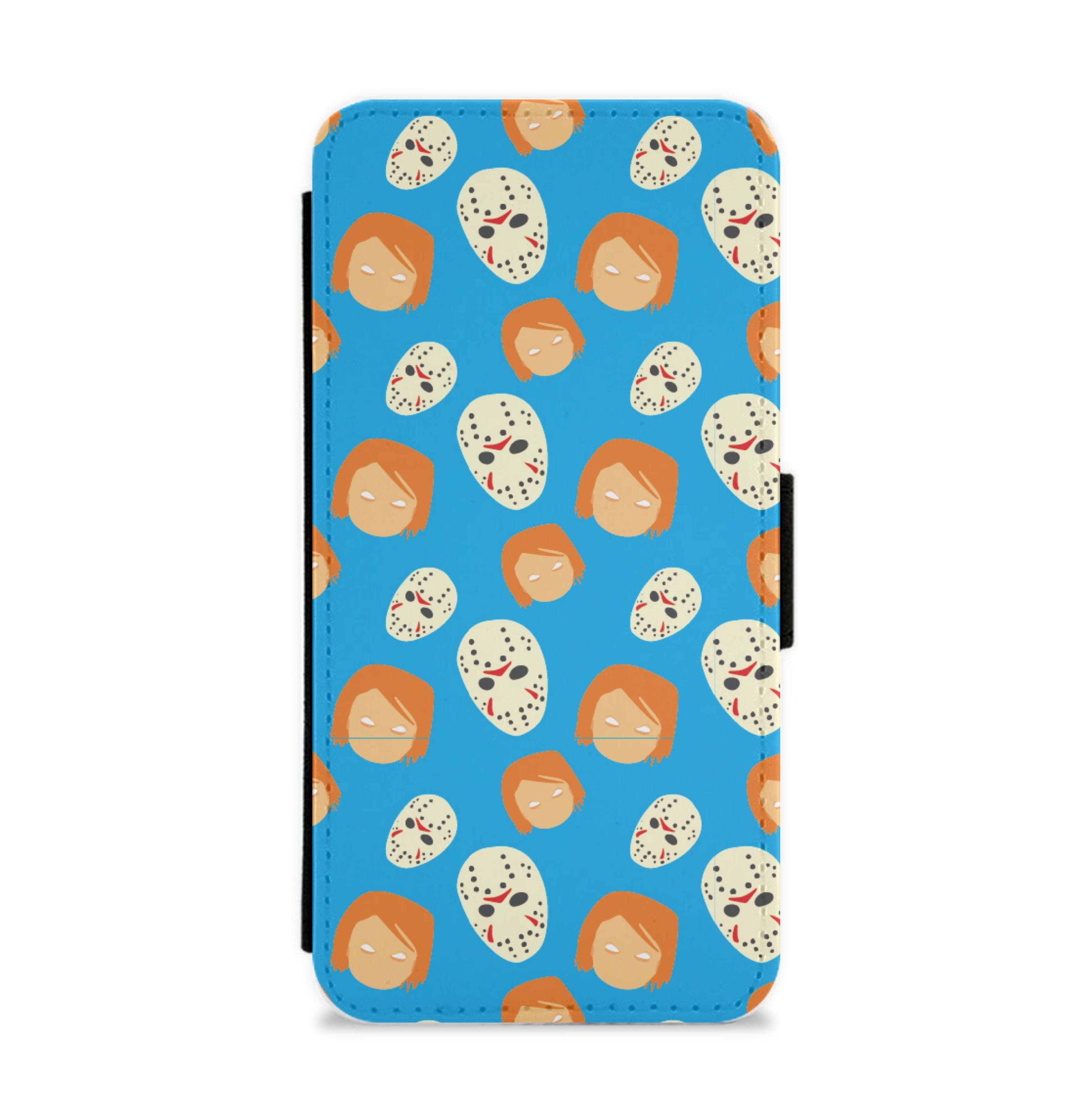 Chucky And Jason Pattern - Halloween Flip / Wallet Phone Case