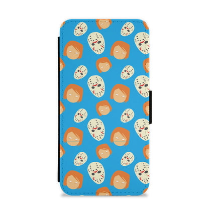 Chucky And Jason Pattern - Halloween Flip / Wallet Phone Case