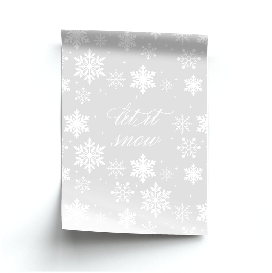 Let It Snow Christmas Pattern Poster