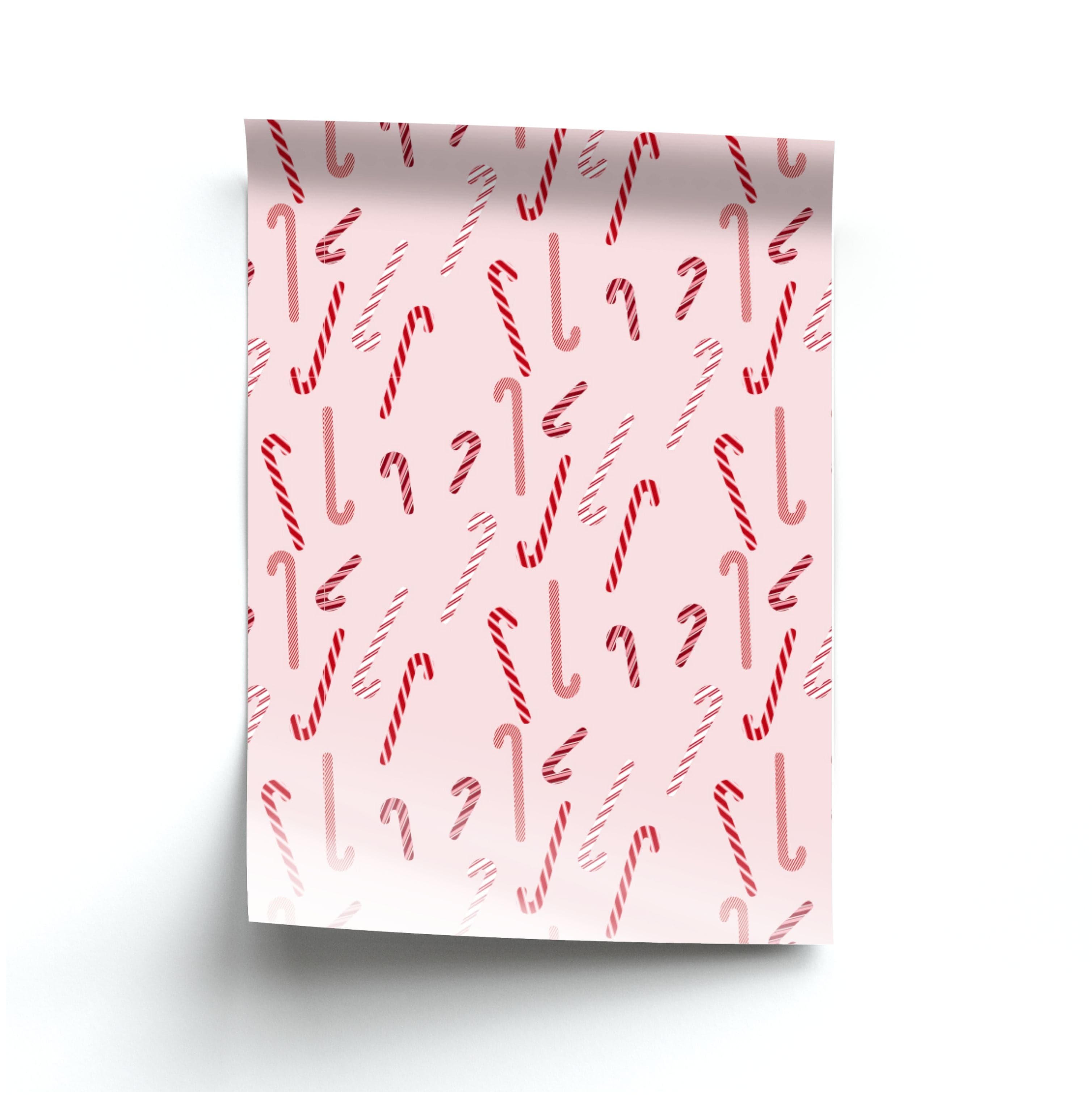 Pink Candycane Christmas Pattern Poster