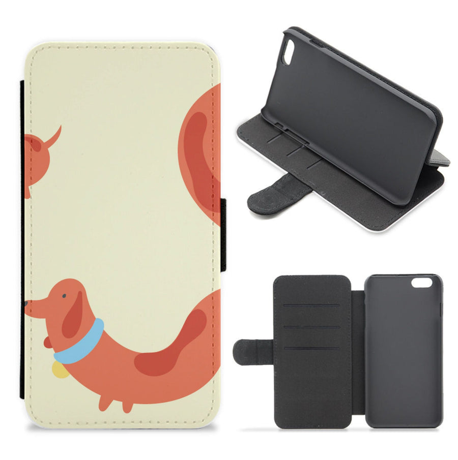 Sausage dog wrapped round - Dachshunds Flip / Wallet Phone Case