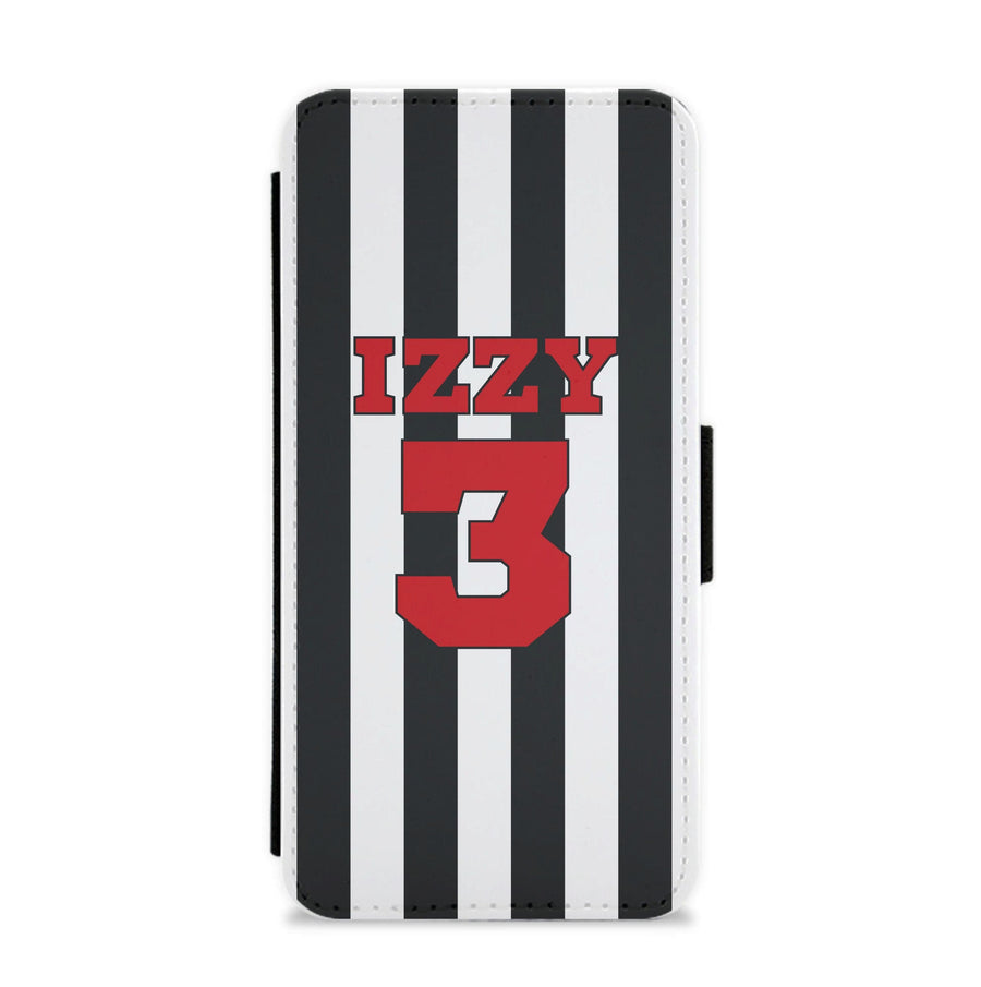 Black And White Stripes - Personalised Football   Flip / Wallet Phone Case