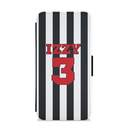 Black And White Stripes - Personalised Football Flip / Wallet Phone Case