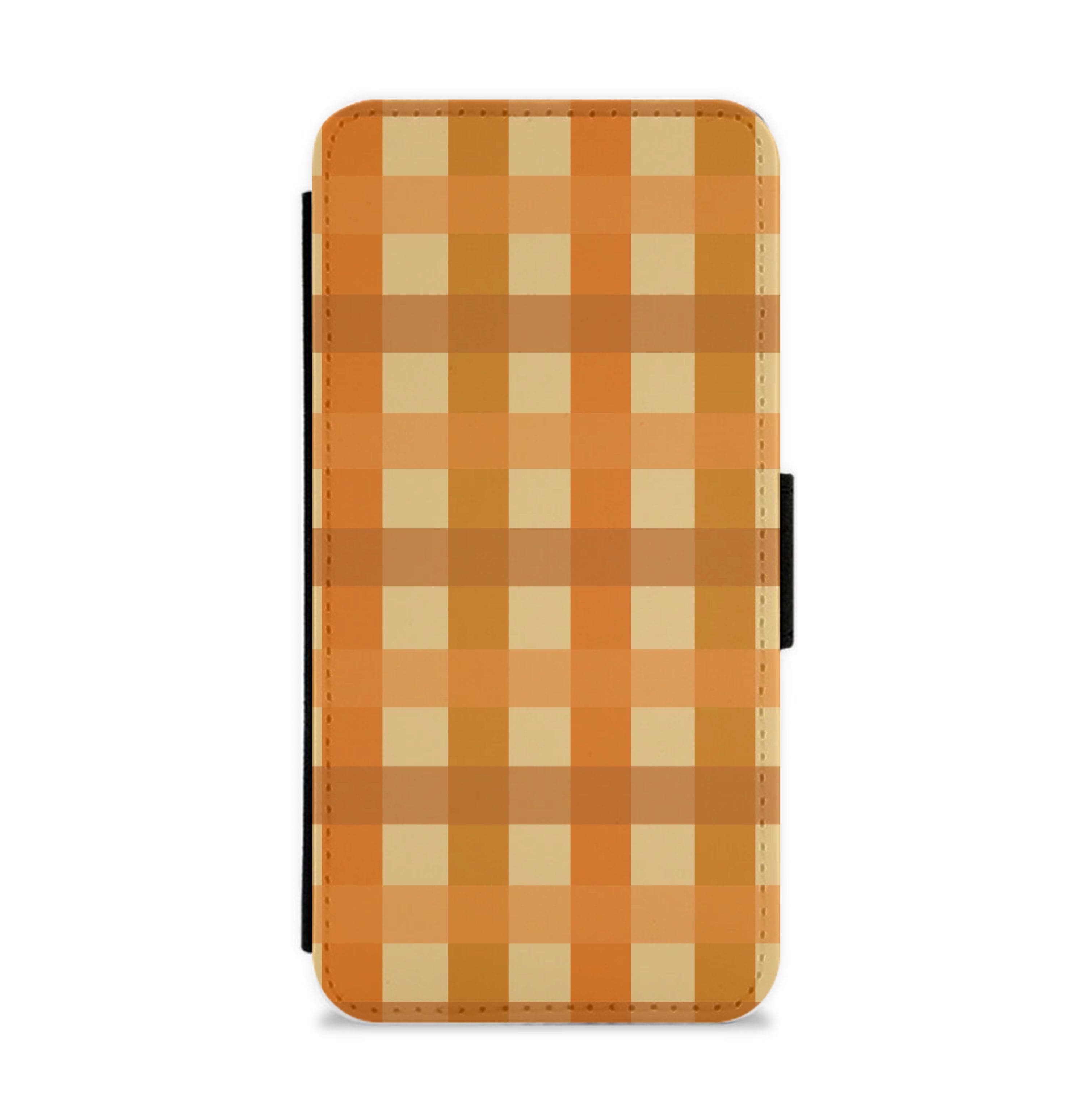 Orange Plaid Pattern- Autumn Flip / Wallet Phone Case