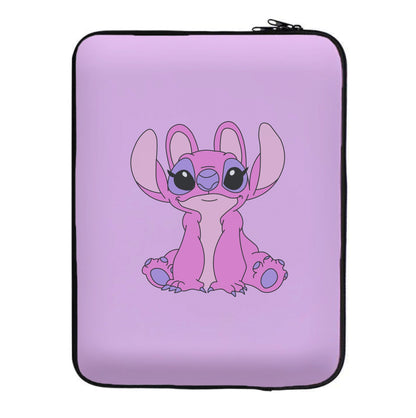 Sitting Down - Pink Alien Laptop Sleeve