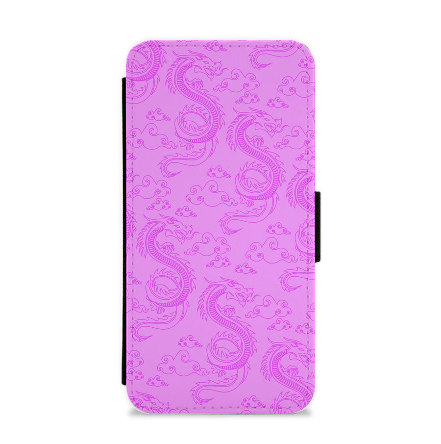 Pink Dragon Pattern Flip / Wallet Phone Case