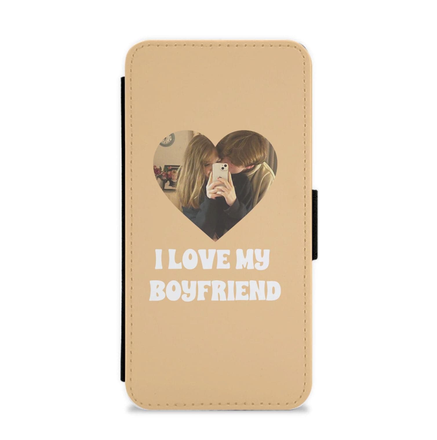 I Love My Boyfriend - Personalised Couples Flip / Wallet Phone Case