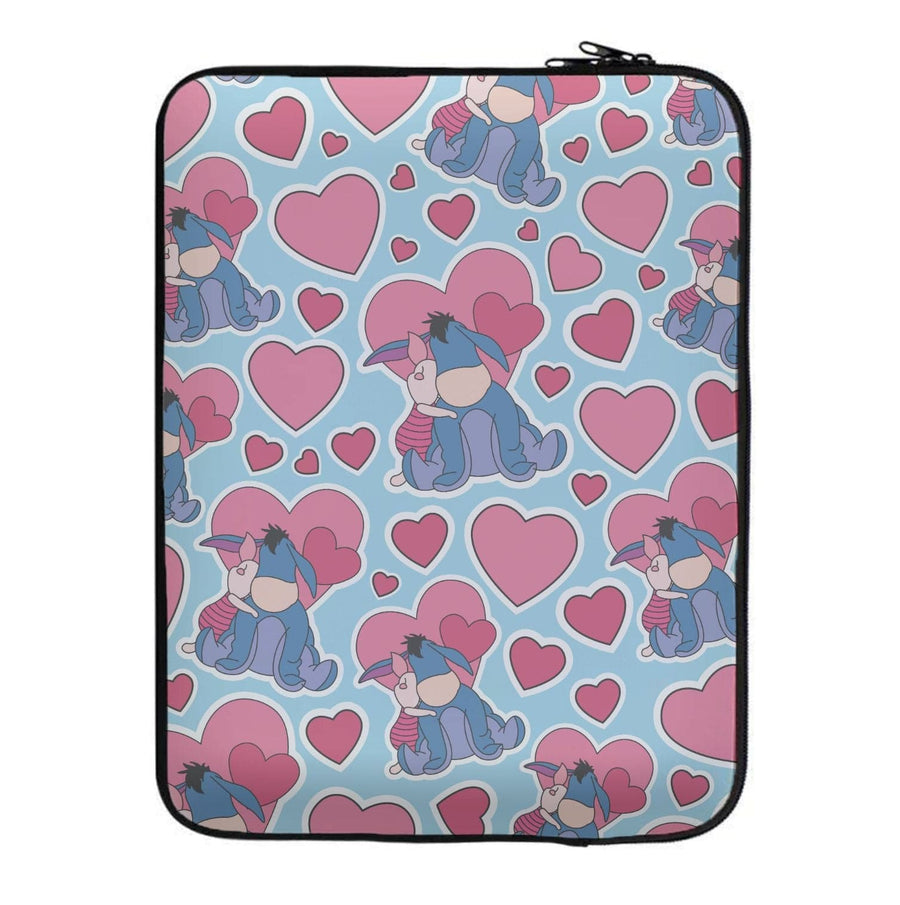 Eeore And Piglet Pattern - Disney Valentine's Laptop Sleeve