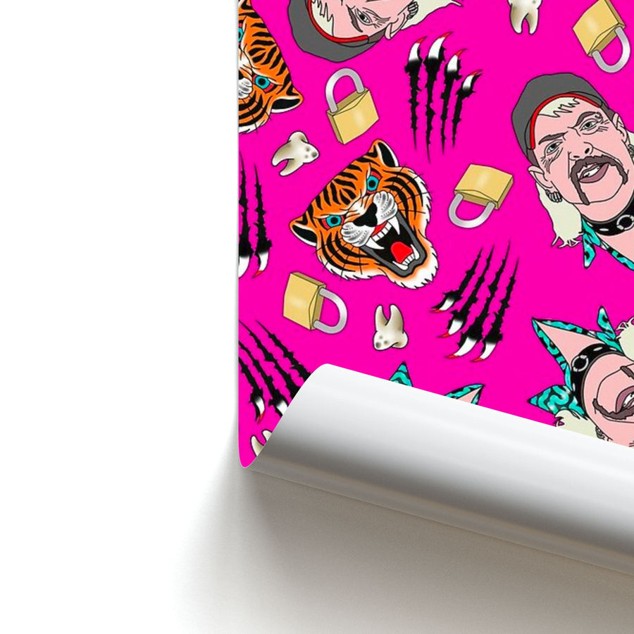 Joe Exotic Pink Pattern - Tiger King Poster