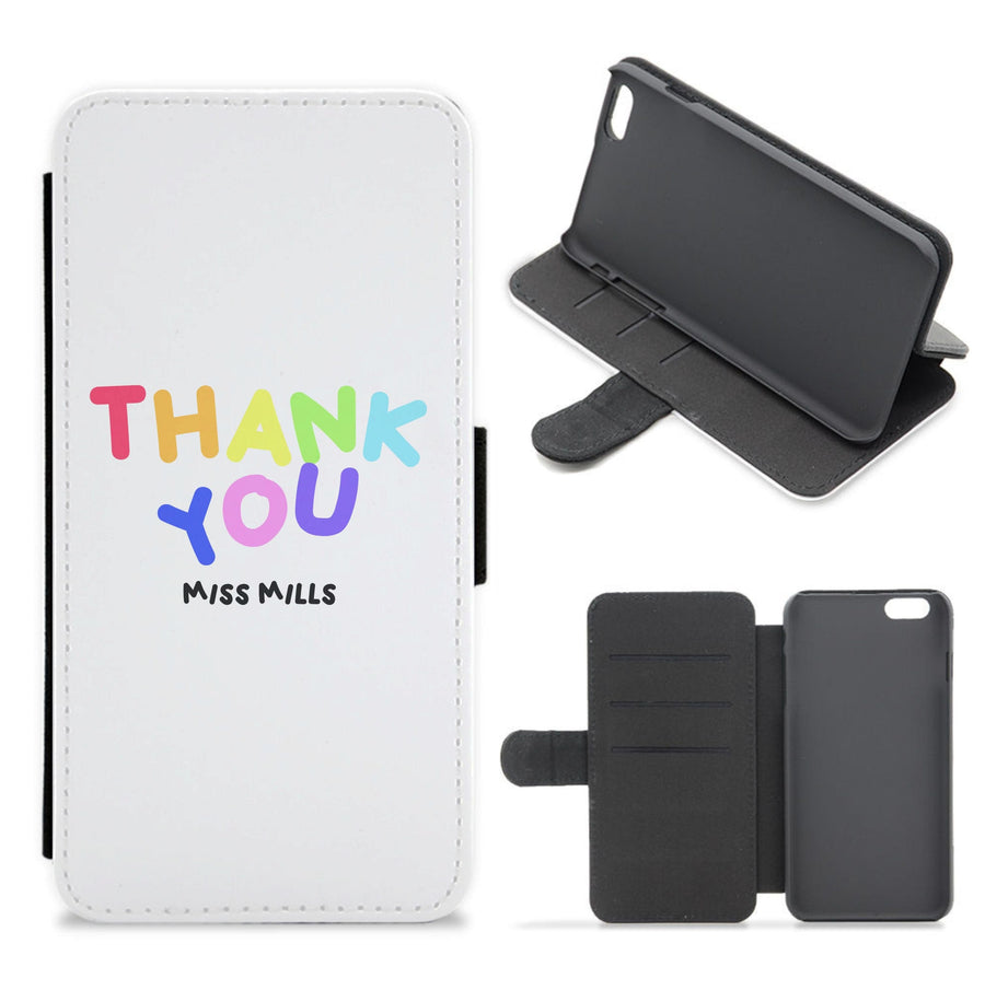 Thank You - Personalised Teachers Gift Flip / Wallet Phone Case