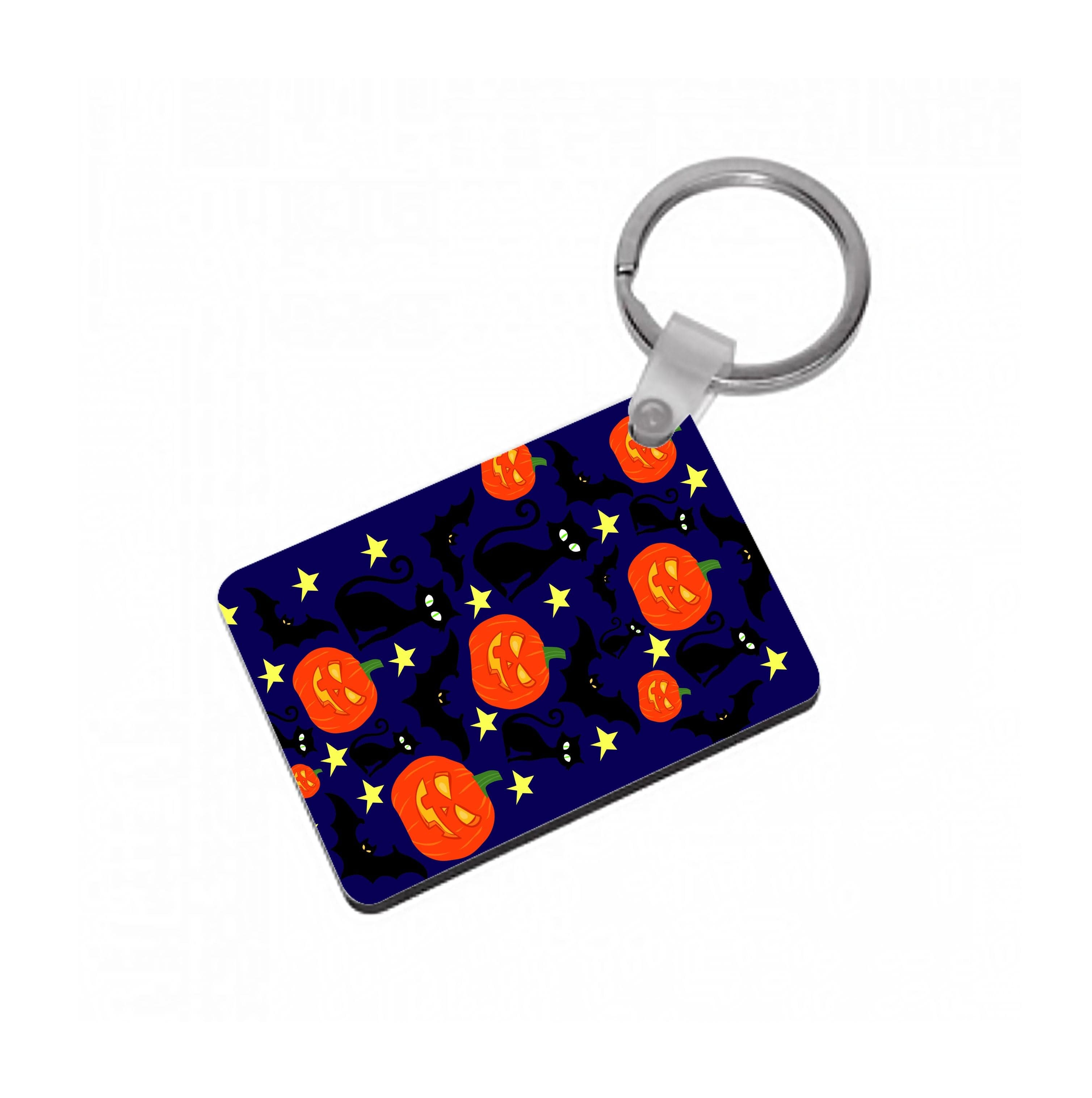 Pumpkin And Cats - Halloween Keyring