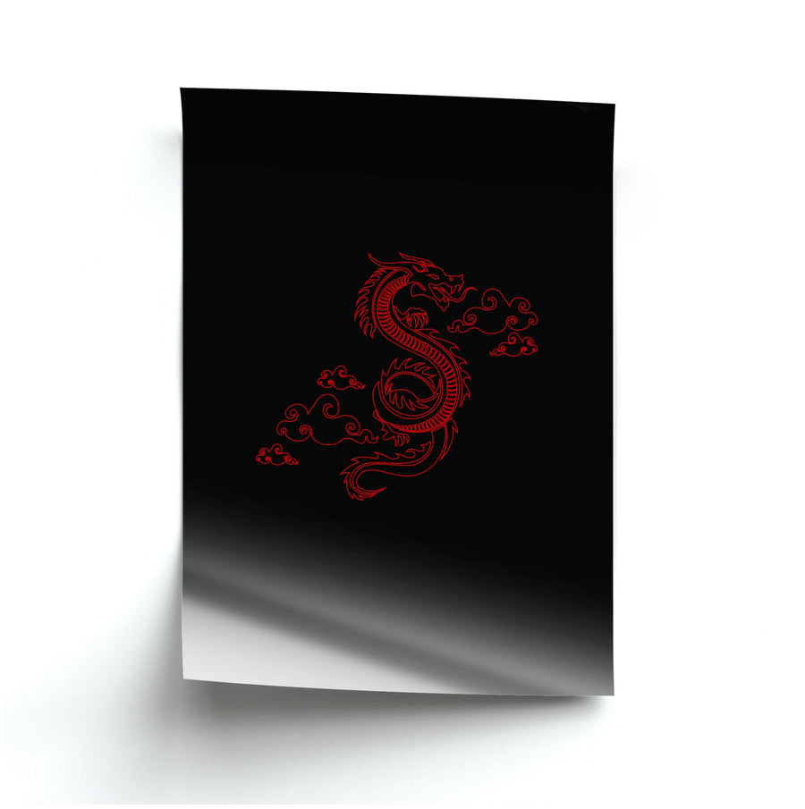 Red - Dragon Patterns Poster