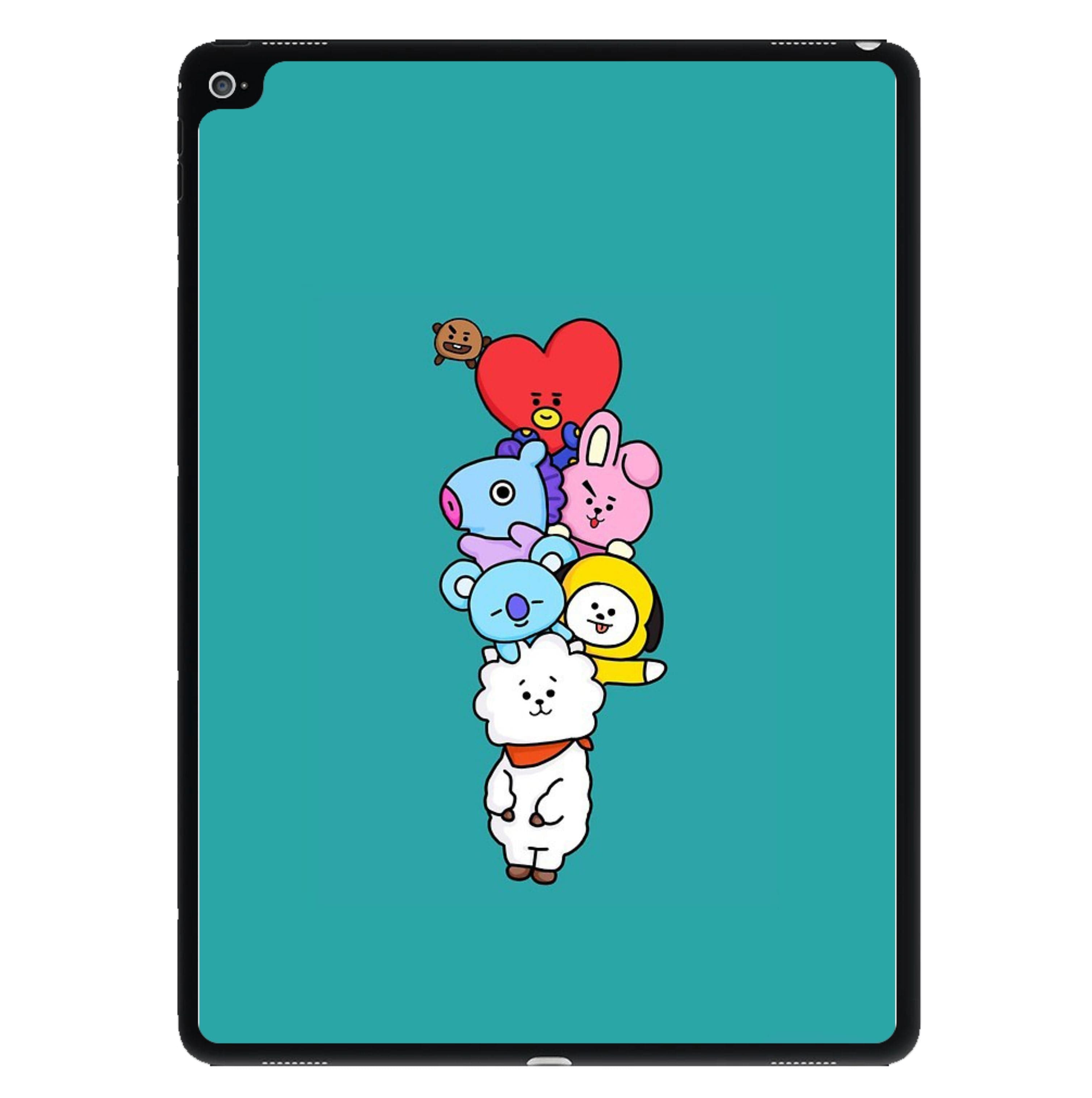 Green BT21 - RJ, Mang, Koya, Chimmy, Cooky, Shooky, Tata - K Pop iPad Case