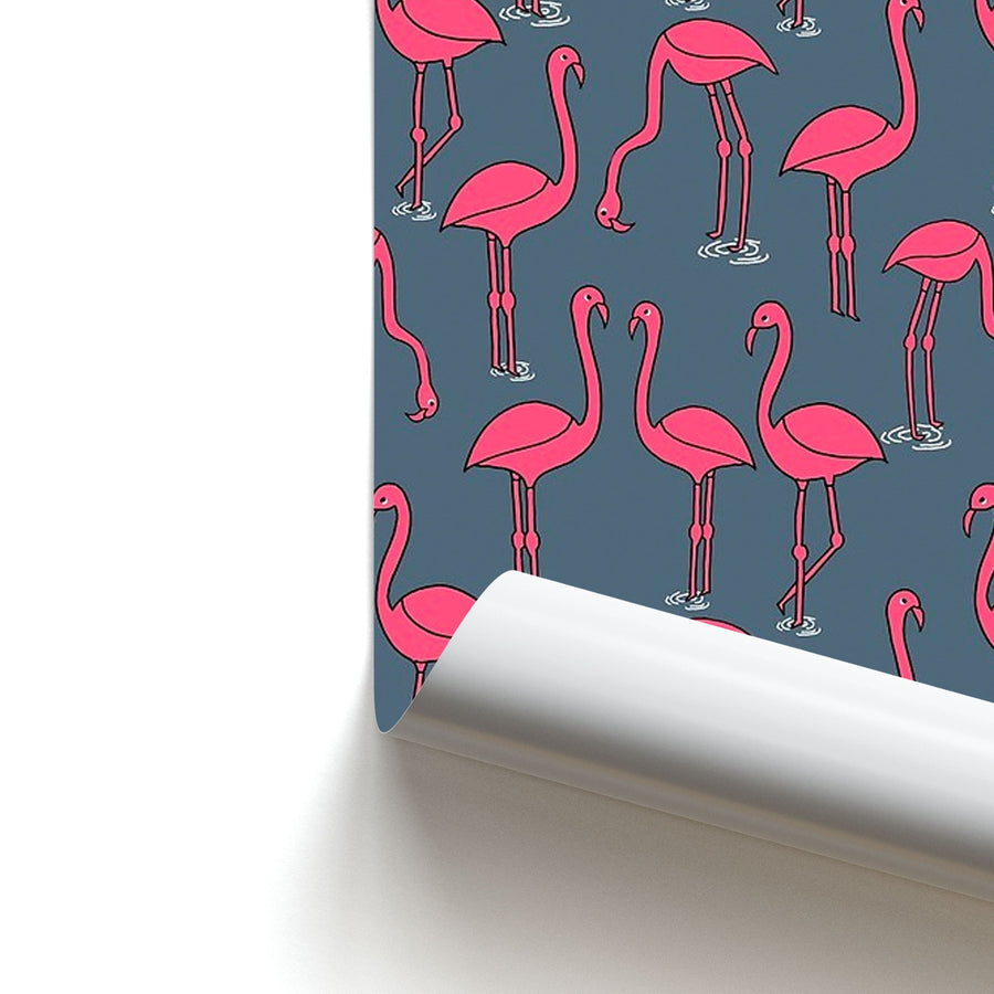Basic Pink Flamingo Pattern Poster