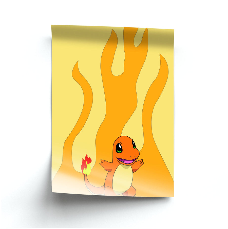 Charmander fire background - Pokemon Poster