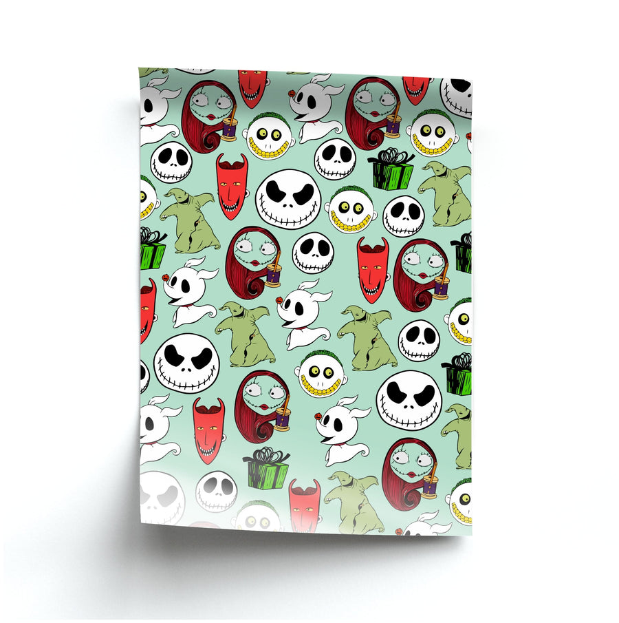 Nightmare Before Christmas Characters Pattern Poster