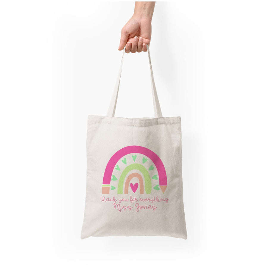 Thank You For Everything - Personalised Teachers Gift Tote Bag