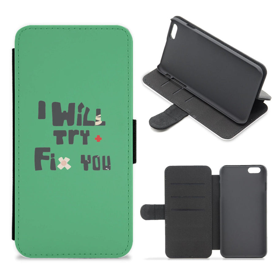 I Will Try To Fix You - Green Coldplay Flip / Wallet Phone Case