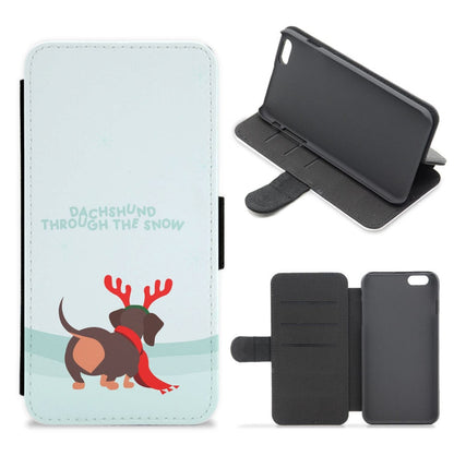 Dachshund Through The Snow - Christmas Flip / Wallet Phone Case