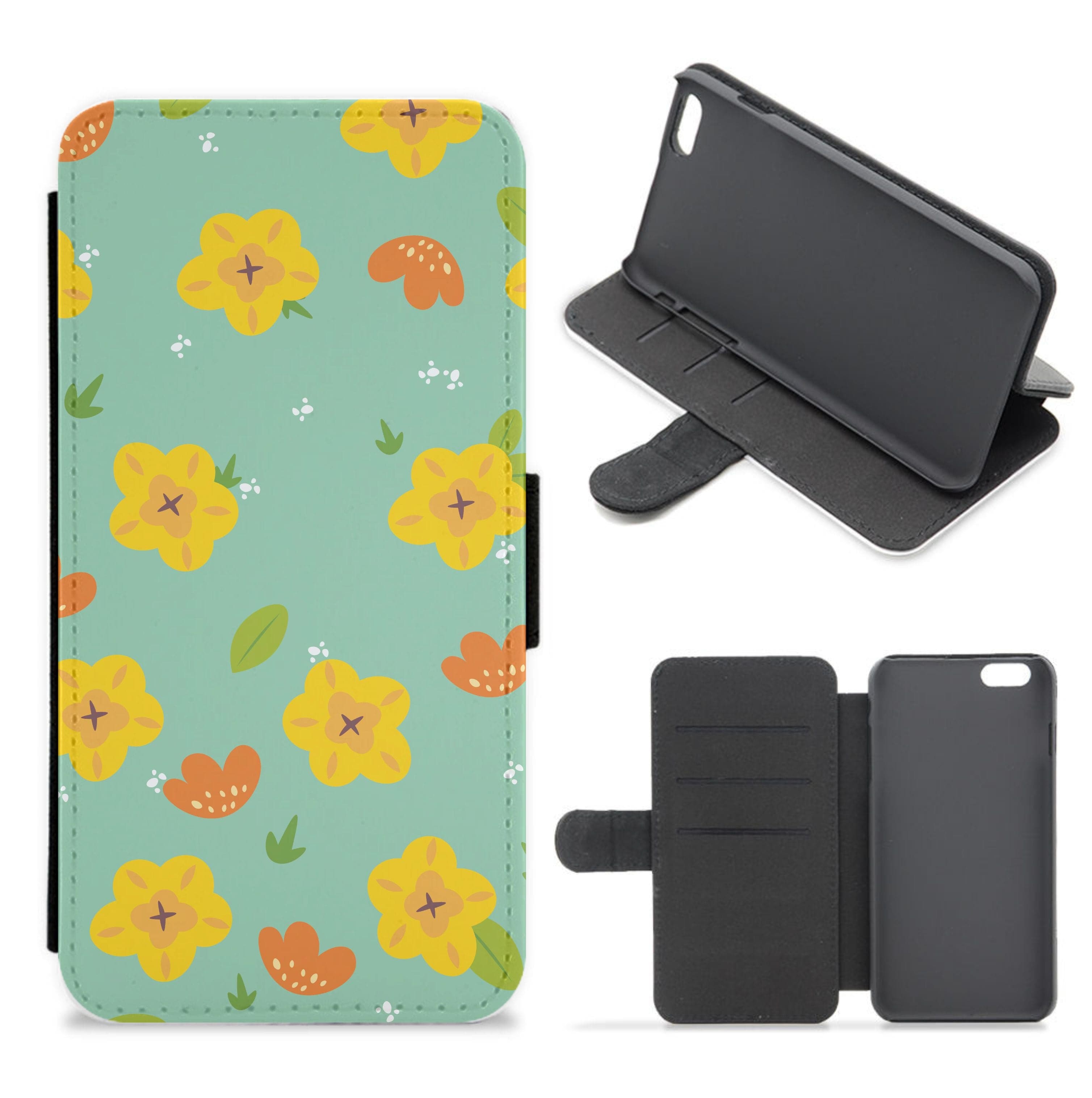 Yellow And Orange Pattern - Floral Flip / Wallet Phone Case