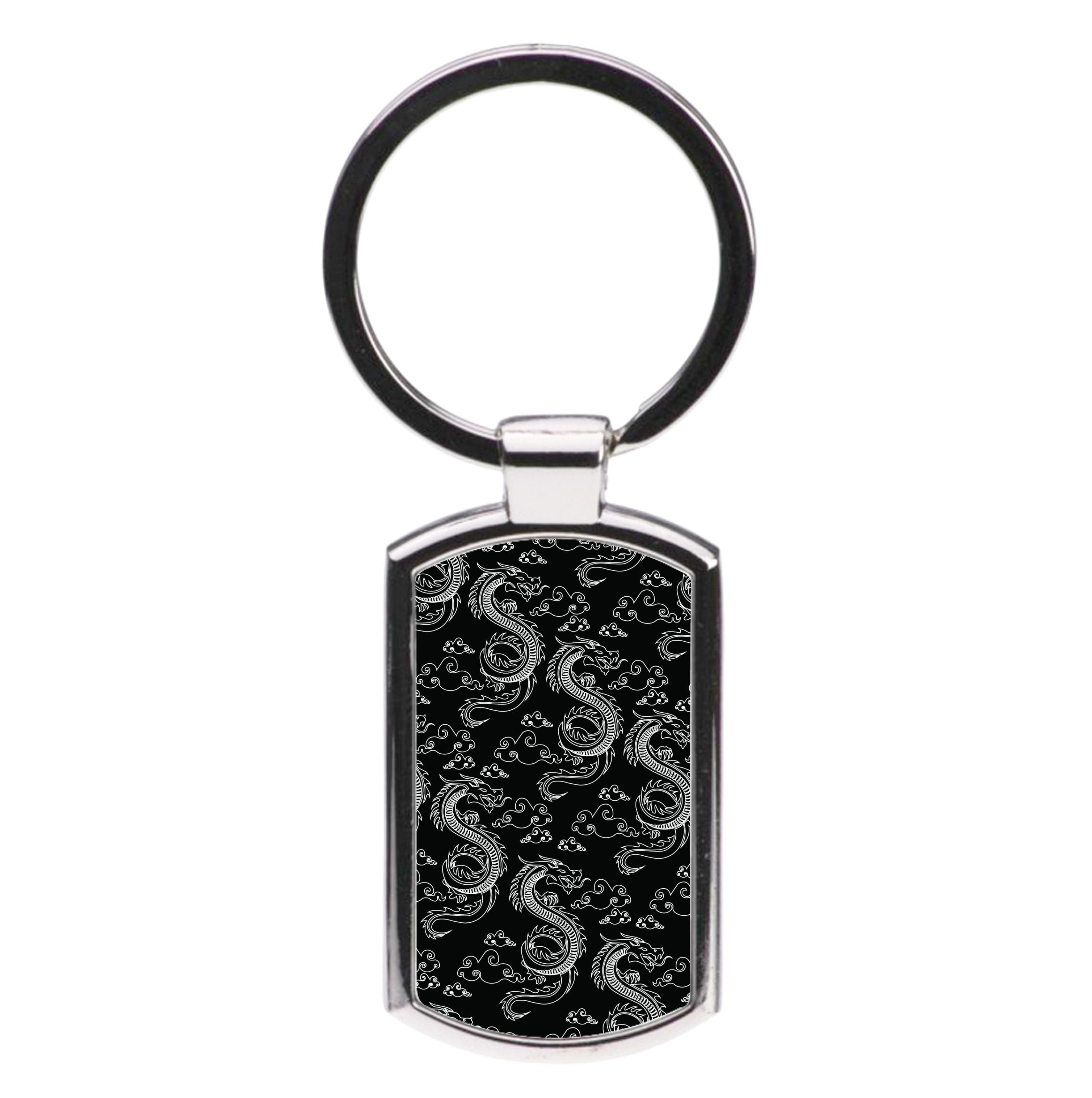 Black And White Dragon Pattern Luxury Keyring