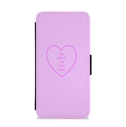 Nick , Charlie , Tao , Elle , Darcy - Heart TV Flip / Wallet Phone Case