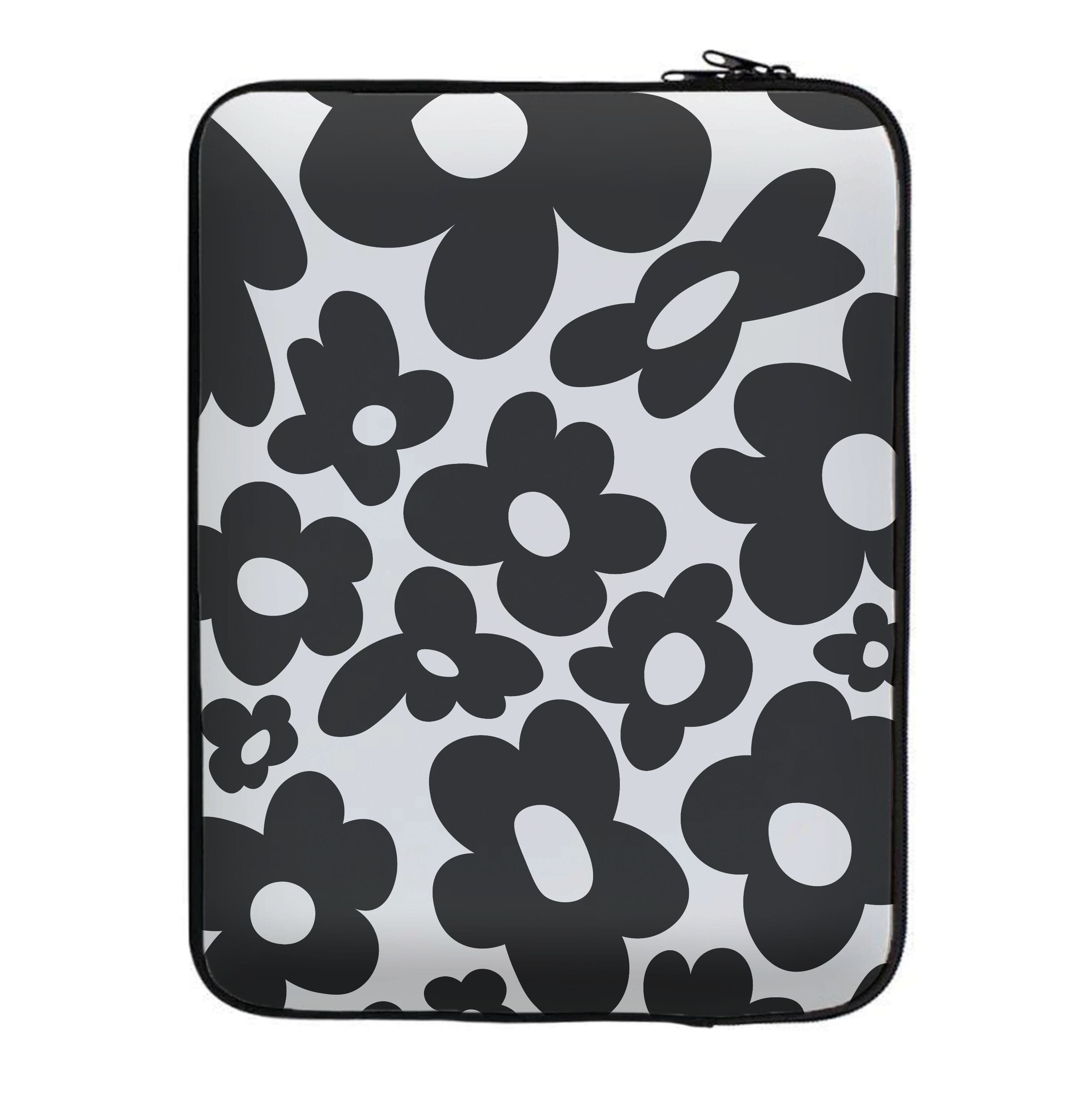 Black Flowers - Trippy Patterns Laptop Sleeve