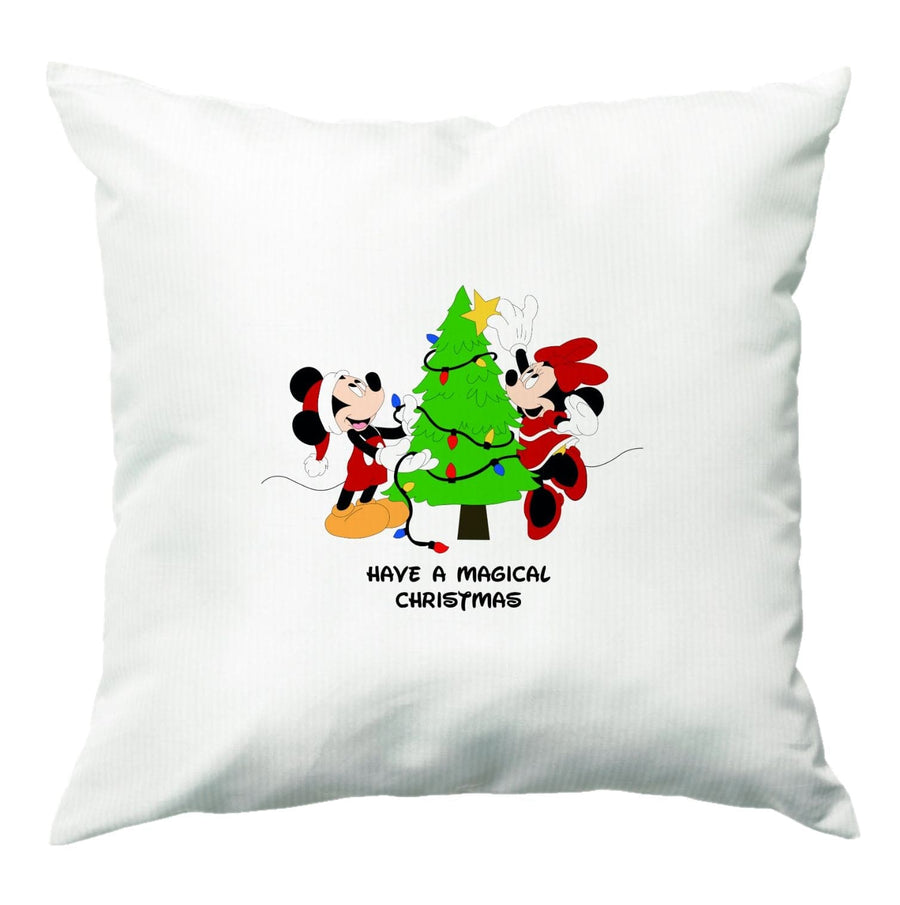 Festive Mickey And Minnie Mouse - Christmas  Cushion