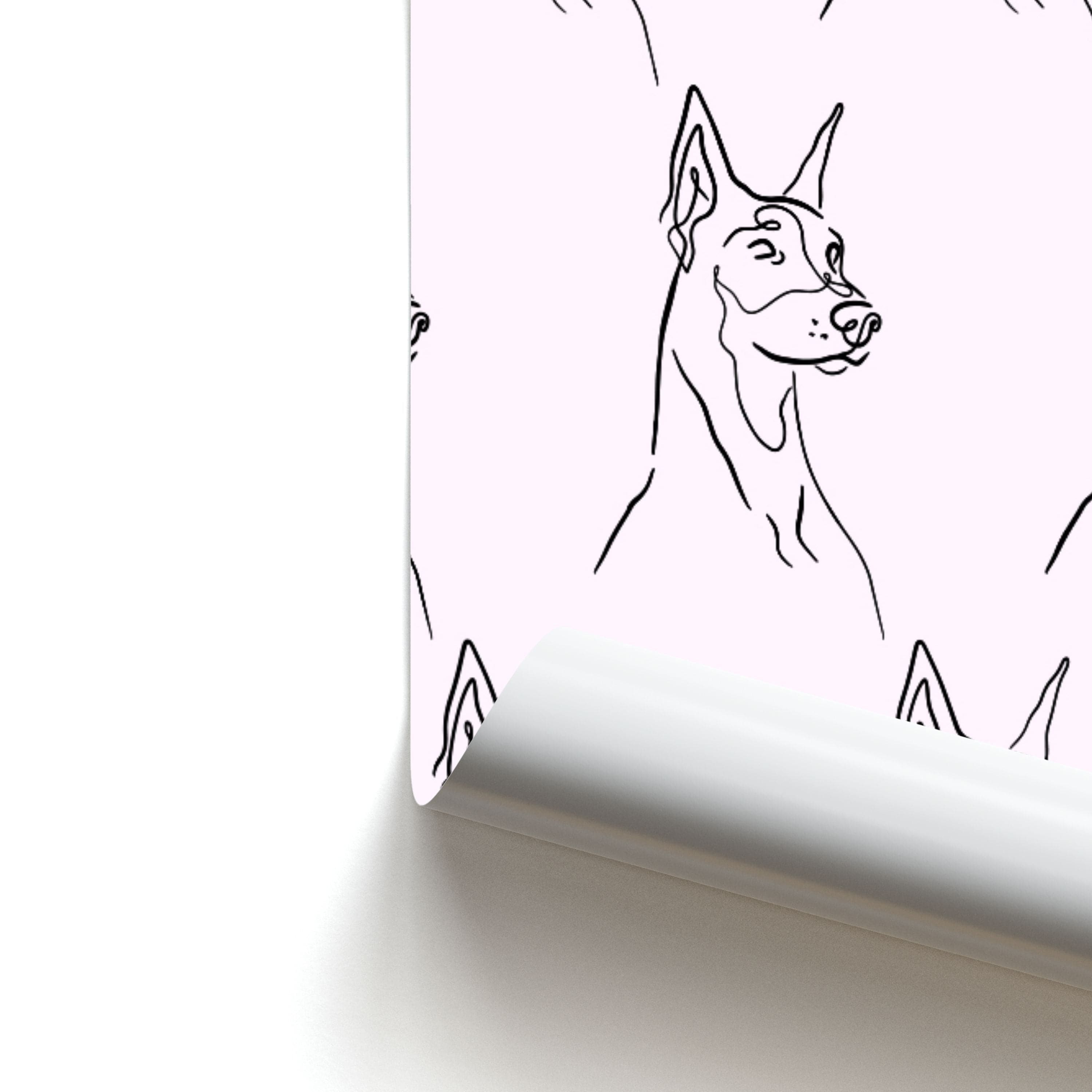 Dobermann Outline - Dog Pattern Poster