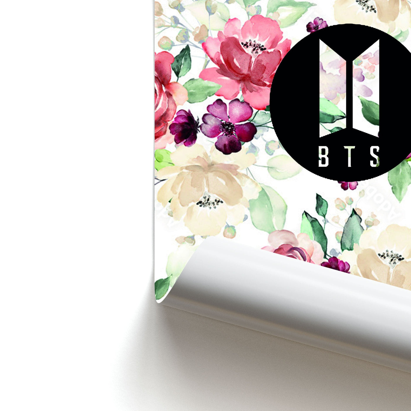 BTS Logo And Flowers - BTS Poster